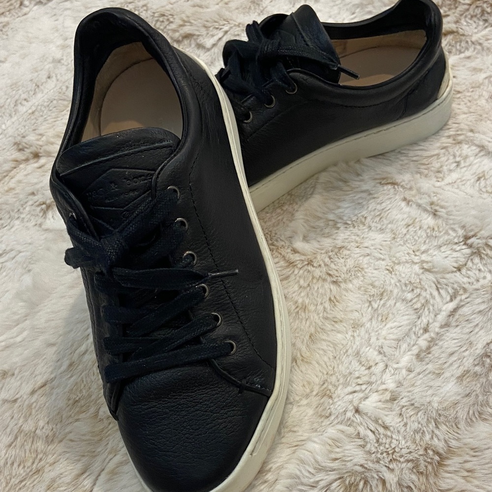 rag & bone Black Leather Sneakers with White Soles